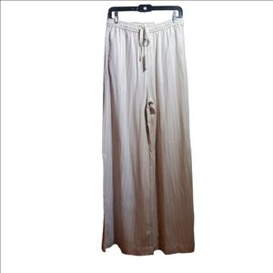 MAX STUDIO LONDON Blended Linen Wide Leg Trousers Draw String Elastic Waistband